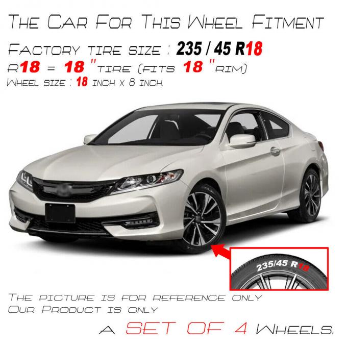 18" Black Machined Wheel For Honda Accord 2016-2017 OEM Rim 64081 0
