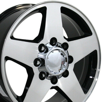 20x8.5 Chevrolet Silverado Replica Wheel Sierra 8 Lug 8x165 Blk Mach'D Truck 5503