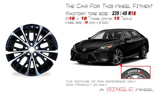 Machined Black Wheels For 18-22 Toyota Camry OEM Rim 75221B