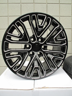 Yukon Sierra Suv Black Milled GMC Replica Wheels 5906 B 22"