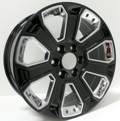 Chrome Inserts 24x10 Replica Wheels 5660 Silverado GMC Yukon Black Rims