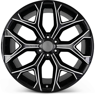 22 GMC Replica Snowflake Wheels Black Milled Rims Yukon Sierra Tahoe Silverado